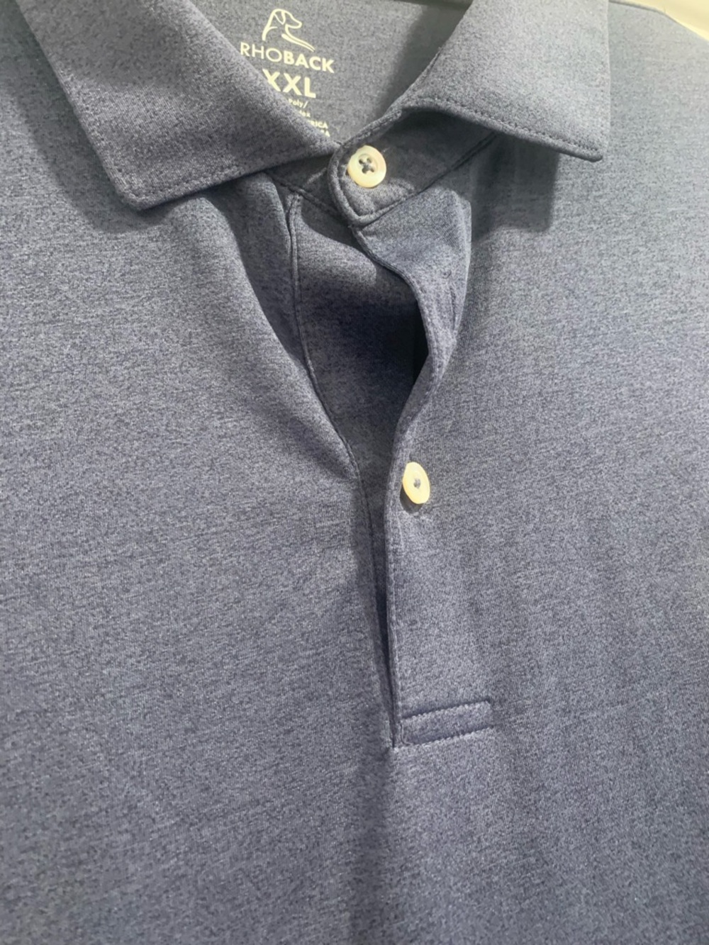 Mens RHOBACK Heathered Blue polo golf T-shirt size XXL casual summer preppy - Picture 6 of 9